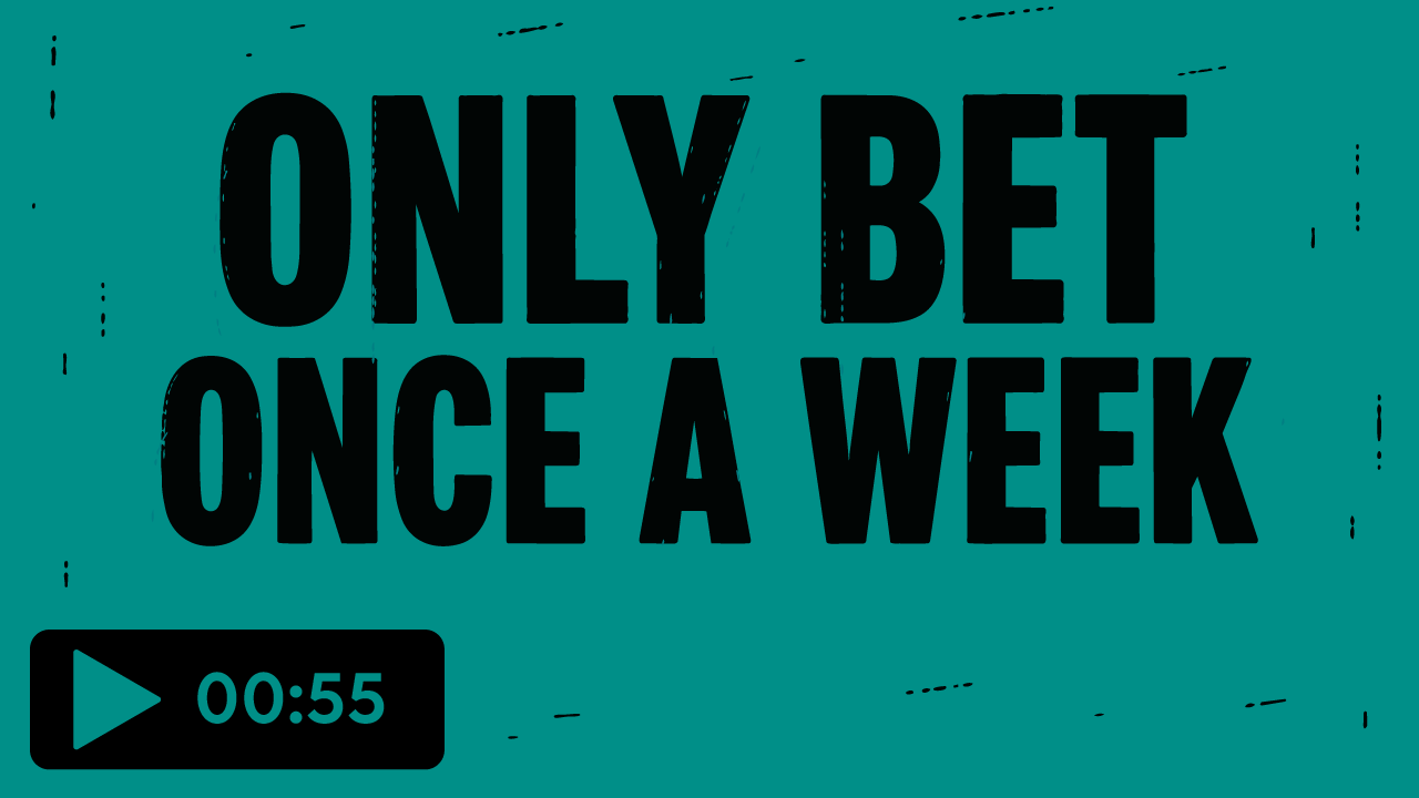 A card showing only bet once a week in a large font and a playtime of 55 seconds.
